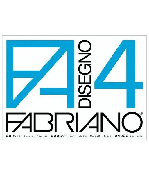 Album da disegno Fabriano 4 - liscio - 33x48 cm - 220 g/mq - 20 fogli - bianco