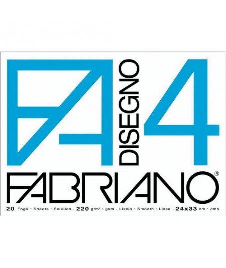 Album da disegno Fabriano 4 - liscio - 33x48 cm - 220 g/mq - 20 fogli -  bianco