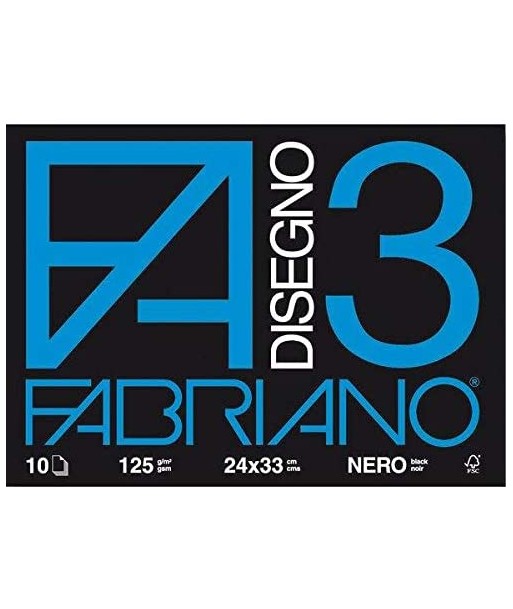 Album da disegno Fabriano F3 Nero 24X33 125G/M2 (10 Fogli)