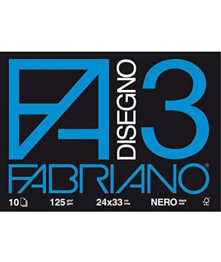 Album da disegno Fabriano F3 Nero 24X33 125G/M2 (10 Fogli)