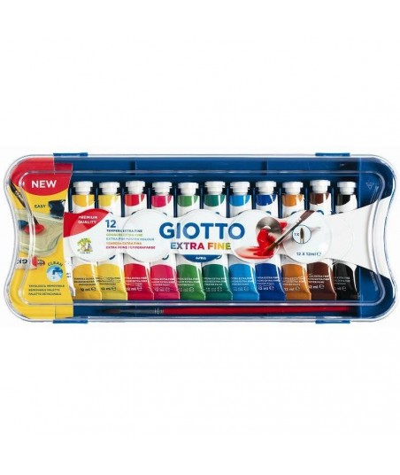 Giotto - Tempera Extra in Tubetto 12 ml, 12 Colori, 12 Pezzi